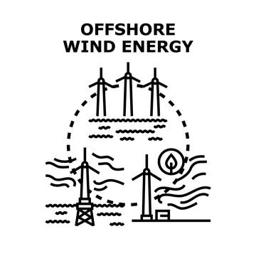 Developing offshore wind energy for clean power generation Stock Illustration
