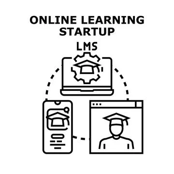 Developing online learning startup and education management system concept Stock Illustration