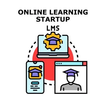 Developing online learning startup and education management system concept Stockillustratie