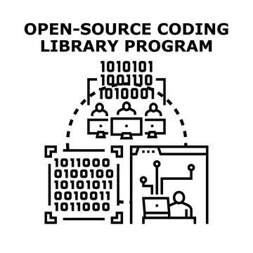 Developing open source coding library program Stock Illustration