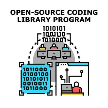 Developing open source coding library program Stock Illustration