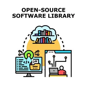 Developing open source software library and systems Stockillustratie