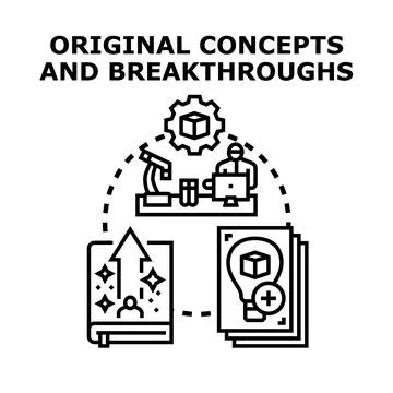 Developing original concepts and breakthroughs research process Ilustração Stock