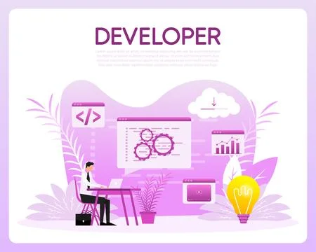 Developing people in flat style. Vector illustration Stock Illustration