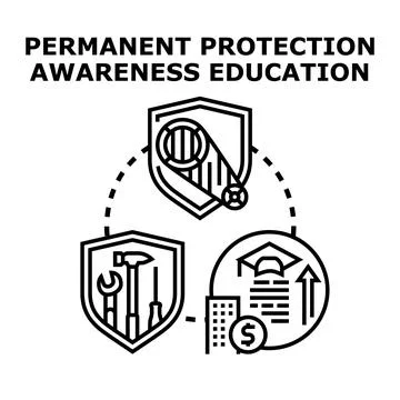 Developing permanent protection awareness education concept Illustrazione stock