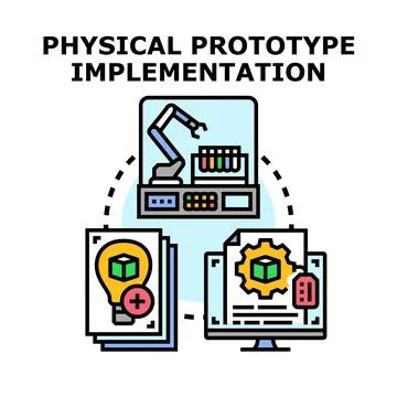 Developing physical prototype through engineering and automation process Stock Illustration