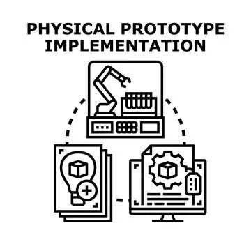 Developing physical prototype through engineering and automation process Stock Illustration