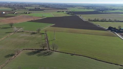Developing Po Valley Padana plain landscape with extensive agricultural fie.. Foto stock