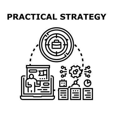 Developing practical business strategy and achieving goals 스톡 일러스트