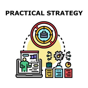 Developing practical business strategy and achieving goals 스톡 일러스트