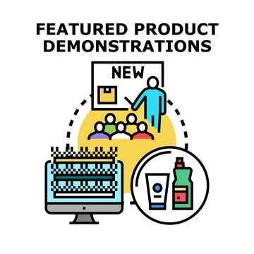 Developing product demonstrations and promotional marketing strategies Stock-Illustration