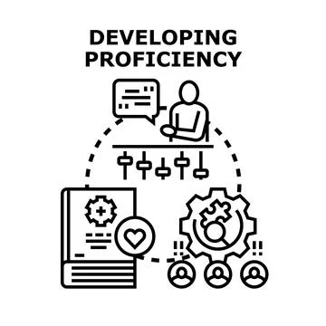 Developing proficiency concept with learning skill improvement Illustrazione stock