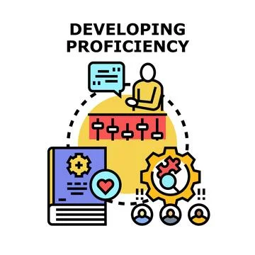 Developing proficiency concept with learning skill improvement Stock Illustration