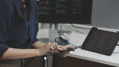Developing programmer Team Development Website design and coding technologi.. Stock Footage 309836864