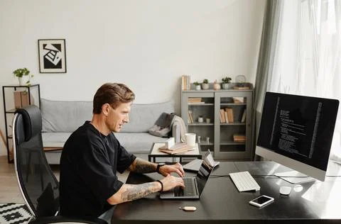 Developing programming and coding technologies 스톡 사진