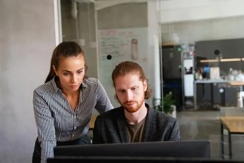 Developing programming and coding technologies. Programmer working in a software 스톡 사진