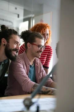 Developing programming and coding technologies. Programmer working in a software Stock Photos