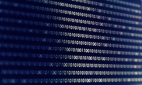 Developing programming binary code. Abstract Binary Software Programming Code. Foto stock