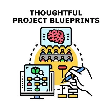 Developing project blueprints creating thoughtful business strategy 스톡 일러스트
