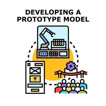 Developing a prototype model concept illustration Stock Illustration