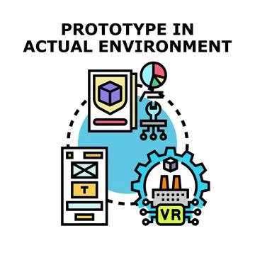 Developing prototype in virtual reality testing environment イラスト素材