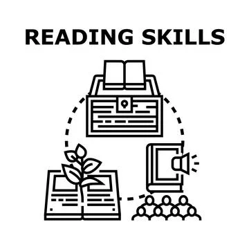 Developing reading skills and educational content concept Stock Illustration