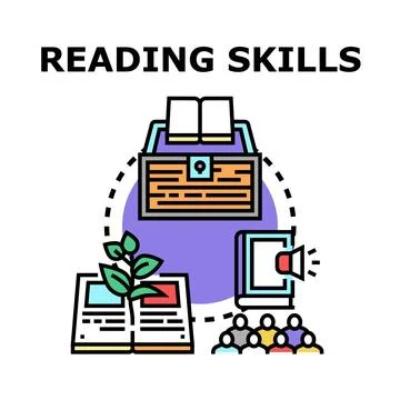Developing reading skills and educational content concept Stock Illustration