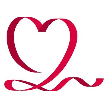 Developing red heart shaped ribbon love for greeting cards stock illustration 스톡 일러스트