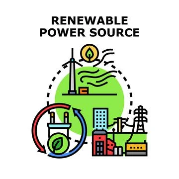 Developing renewable power source energy for a sustainable future Stock Illustration