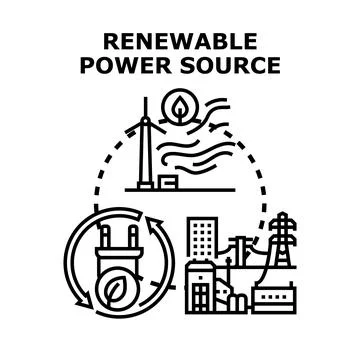 Developing renewable power source energy for a sustainable future Stock Illustration