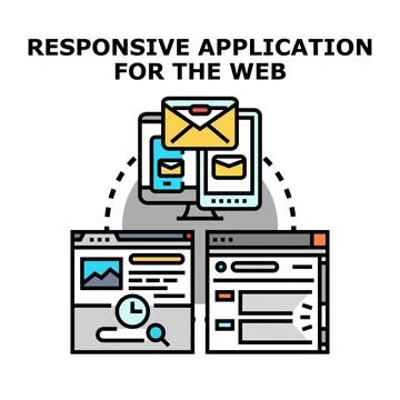 Developing responsive web application for multi device compatibility Illustrazione stock