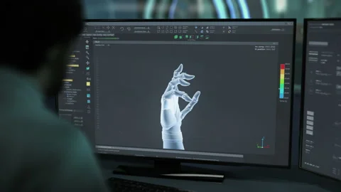 Developing the robotic cybernetics prototype in the modern computer software Stock Footage 238396388
