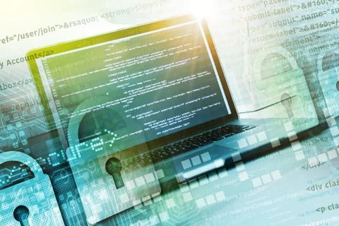 Developing Safe Website. Secured Website Programming. 스톡 일러스트