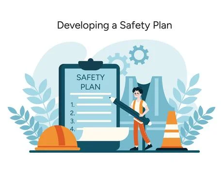 Developing a Safety Plan vector 스톡 일러스트