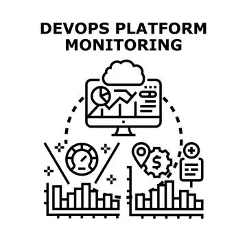 Developing scalable devops platform monitoring and analytics system Stock Illustration