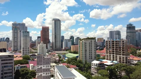 Developing skyline of Phnom Penh, the capital of Cambodia in Southeast Asia Video stock 339121766