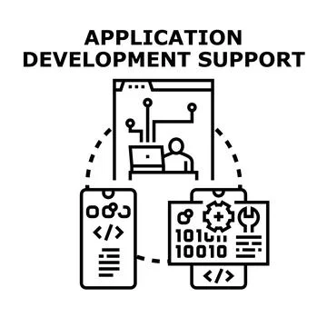 Developing software application and providing technical support services イラスト素材