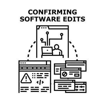 Developing software code and confirming website edits Stockillustratie