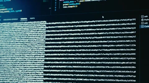 Developing Software Code Displayed on a Dark Computer Terminal Screen 库存影片 331165000