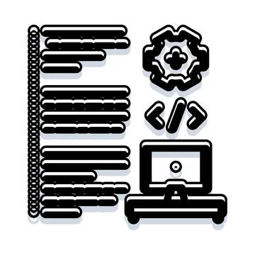 Developing software code for technology and programming applications イラスト素材