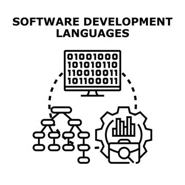 Developing software languages using binary code and data structure Stockillustratie