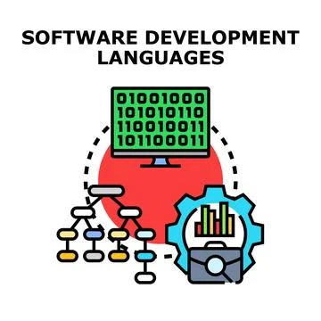 Developing software languages using binary code and data structure イラスト素材