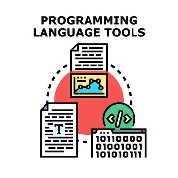 Developing software using programming language tools concept Illustrazione stock