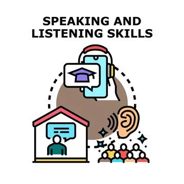 Developing speaking and listening communication skills concept 스톡 일러스트