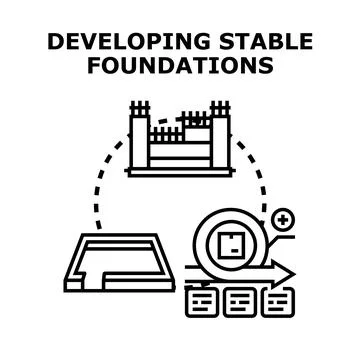 Developing stable foundations with agile development process Stock-Illustration