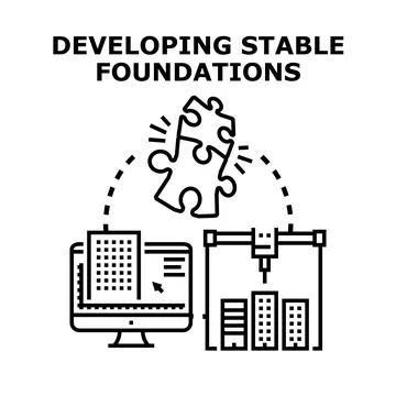 Developing stable foundations with digital construction technology Stock Illustration