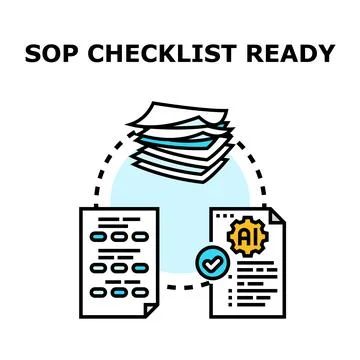 Developing standardized operating procedure checklist with artificial intel.. Stock Illustration