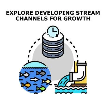 Developing stream channels exploring growth strategy Stock Illustration