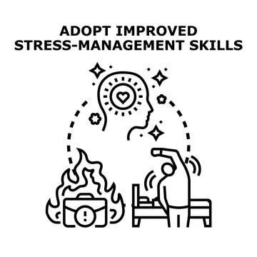 Developing stress management skills for healthy living and well being 스톡 일러스트