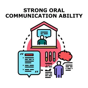 Developing strong oral communication ability skill Stock Illustration